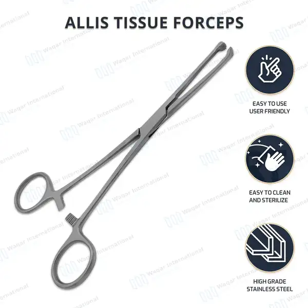 Allis Tissue Forceps 6″ 5×6 Teeth - surgical instruments manufactured by Waqar International, Sialkot - view 10
