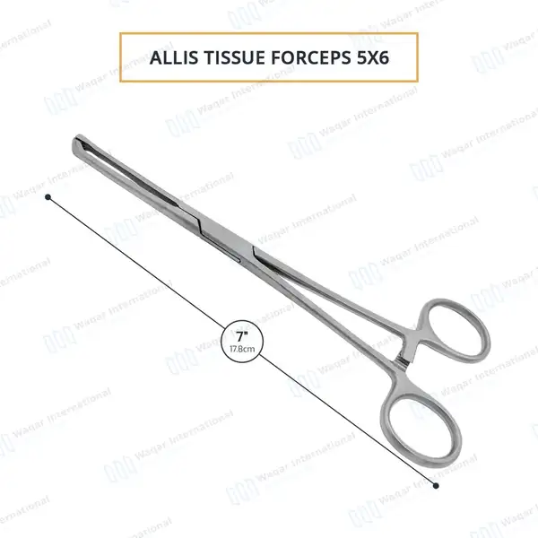 Allis Tissue Forceps 7″ 5×6 Teeth - surgical instruments manufactured by Waqar International, Sialkot - view 3