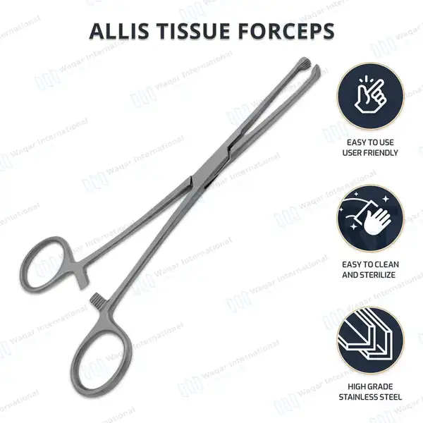 Allis Tissue Forceps 7″ 5×6 Teeth - surgical instruments manufactured by Waqar International, Sialkot - view 10