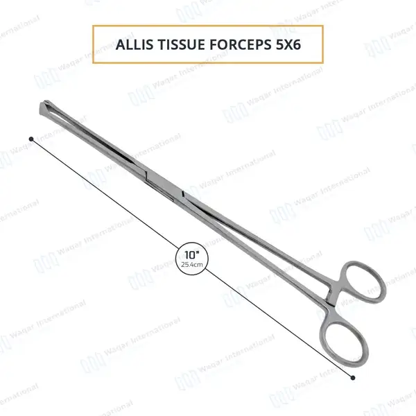 Allis Tissue Forceps 10″ 5×6 Teeth - surgical instruments manufactured by Waqar International, Sialkot - view 3