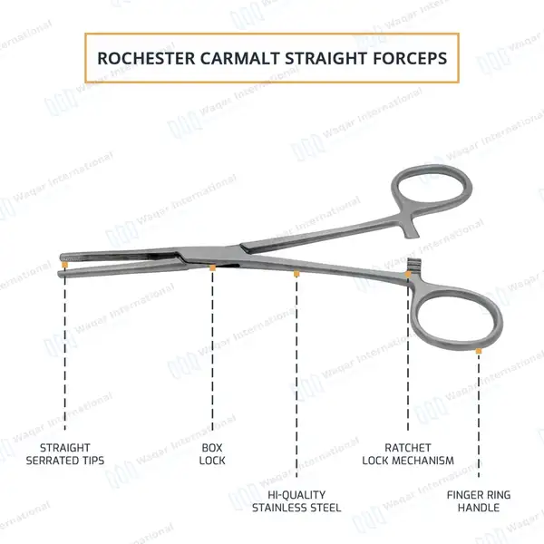 Rochester Carmalt Forceps 6.25″ Straight - surgical instruments manufactured by Waqar International, Sialkot - view 4