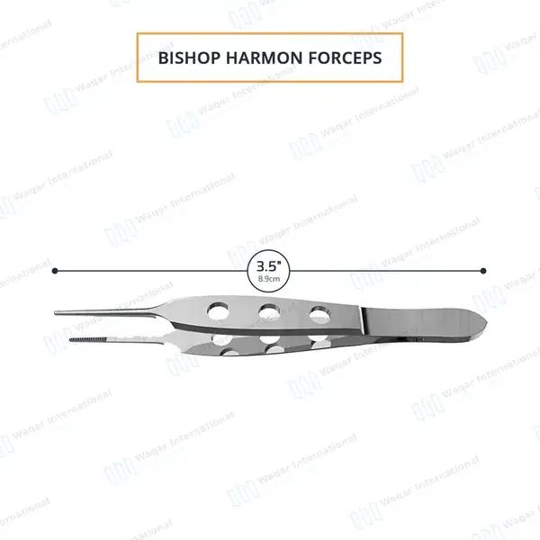 Bishop Harmon Dressing Forceps 3.5″ Serrated 0.5mm Wide Tip - surgical instruments manufactured by Waqar International, Sialkot - view 3