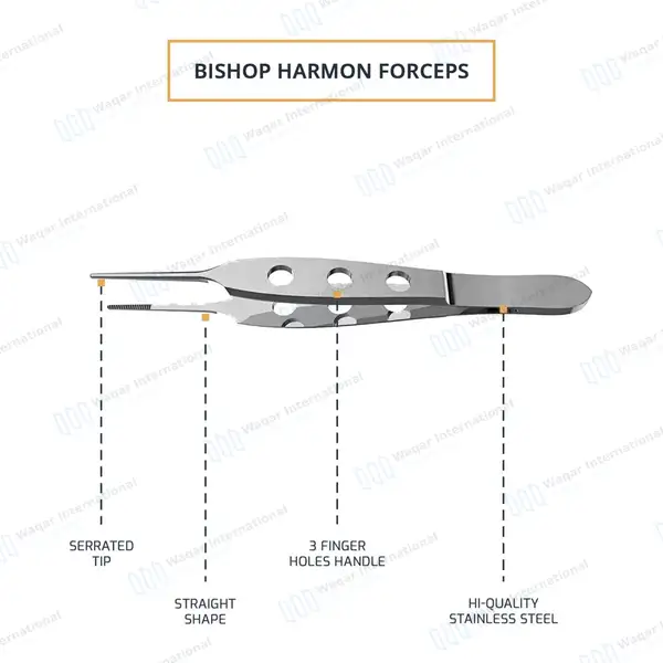 Bishop Harmon Dressing Forceps 3.5″ Serrated 0.5mm Wide Tip - surgical instruments manufactured by Waqar International, Sialkot - view 4
