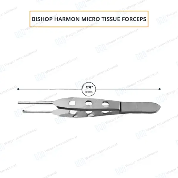 Bishop Harmon Micro Tissue Forceps 3.5″ Delicate 0.3mm 1×2 Teeth - surgical instruments manufactured by Waqar International, Sialkot - view 2