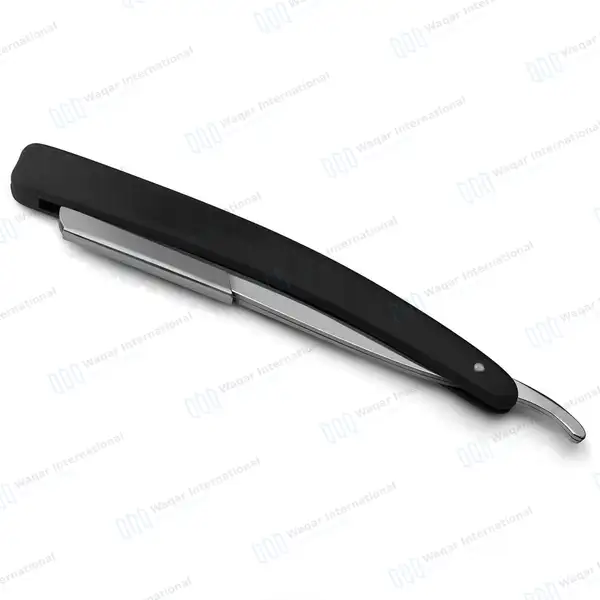 Straight Edge Barber Razor with 11 Double Edge Blades – Black - beauty instruments manufactured by Waqar International, Sialkot - view 2