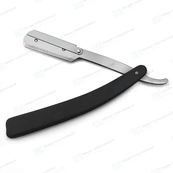 Straight Edge Barber Razor with 11 Double Edge Blades – Black - beauty instruments manufactured by Waqar International, Sialkot - view 3
