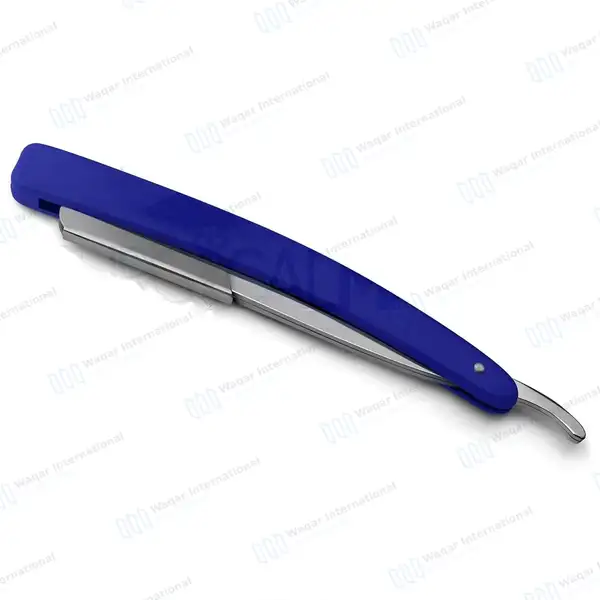 Straight Edge Barber Razor with 11 Double Edge Blades – Blue - beauty instruments manufactured by Waqar International, Sialkot - view 3