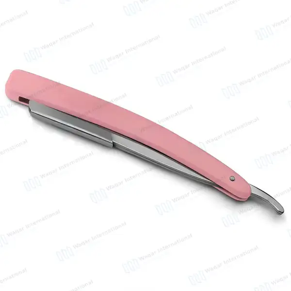 Straight Edge Barber Razor with 11 Double Edge Blades – Forested Pink - beauty instruments manufactured by Waqar International, Sialkot - view 3