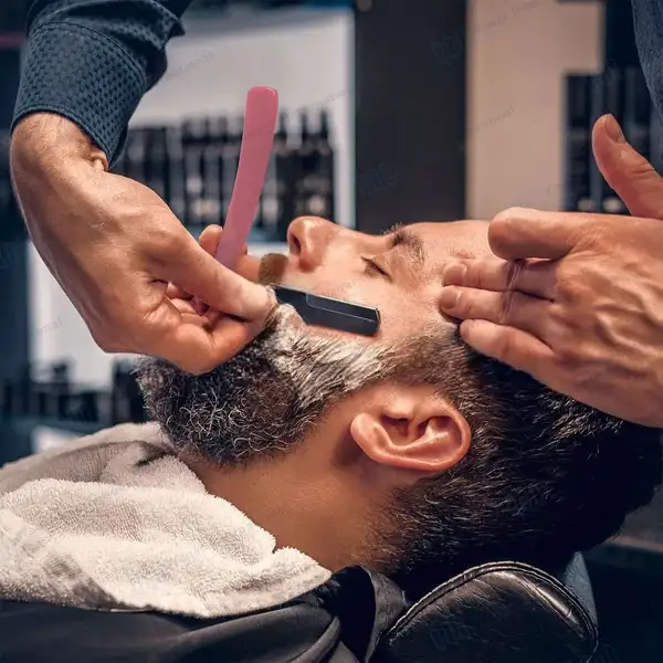 Straight Edge Barber Razor with 11 Double Edge Blades – Forested Pink - beauty instruments manufactured by Waqar International, Sialkot - view 5