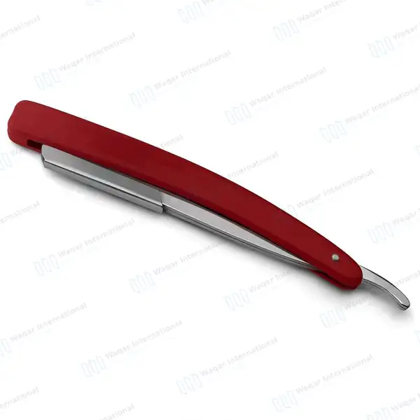 Straight Edge Barber Razor with 11 Double Edge Blades – Red - beauty instruments manufactured by Waqar International, Sialkot - view 2