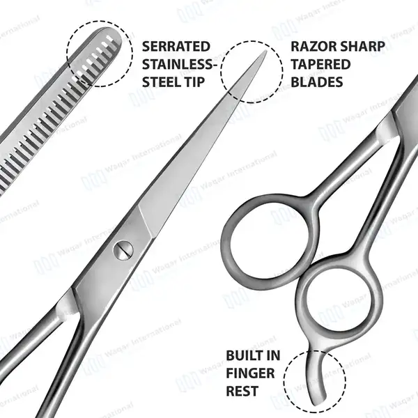 3 Pcs Professional Haidressing Scissors Kit 6.5″ & 7.5″ - surgical instruments manufactured by Waqar International, Sialkot - view 2