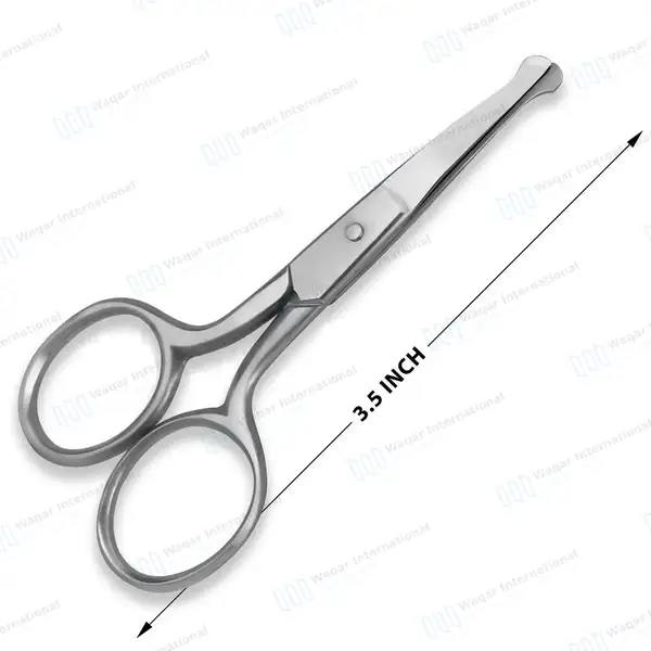 Baby Nail Safety Scissors 3.5″ Curved Rounded Tips Polished Finish - surgical instruments manufactured by Waqar International, Sialkot - view 3