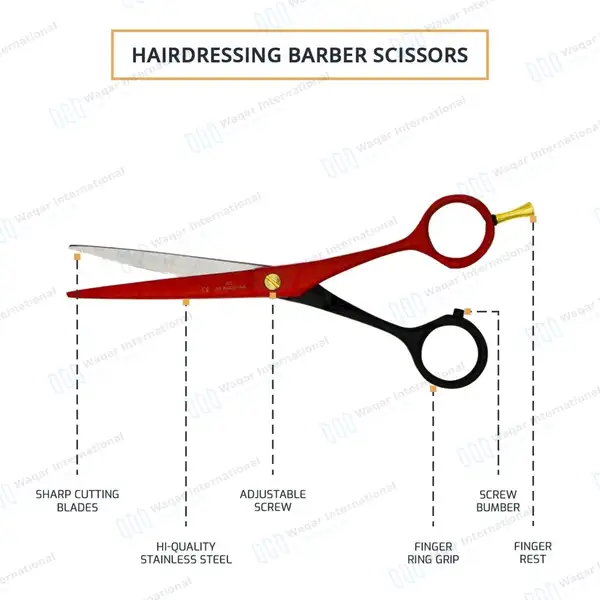Professional Hair Cutting & Texturizing Set 6″ Red & Black - surgical instruments manufactured by Waqar International, Sialkot - view 5