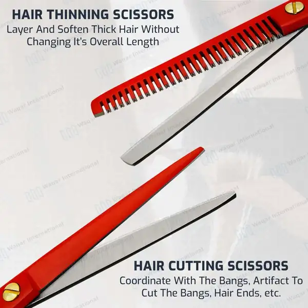 Professional Hair Cutting & Texturizing Set 6″ Red & Black - surgical instruments manufactured by Waqar International, Sialkot - view 6