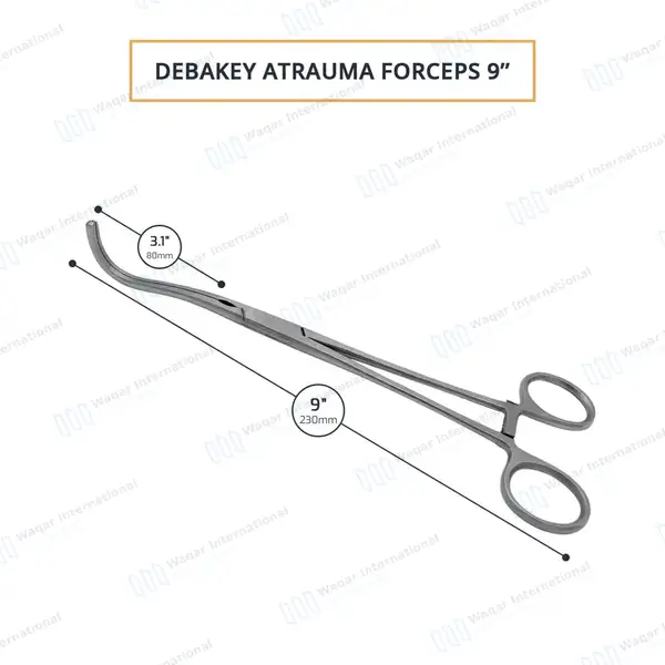 Debakey Atraumatic Vascular Clamps 9″ Angled 80mm Jaws - surgical instruments manufactured by Waqar International, Sialkot - view 3