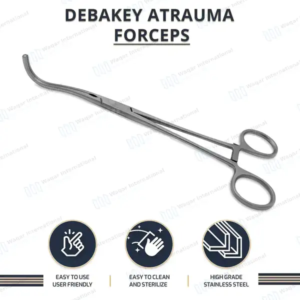 Debakey Atraumatic Vascular Clamps 9″ Angled 80mm Jaws - surgical instruments manufactured by Waqar International, Sialkot - view 10