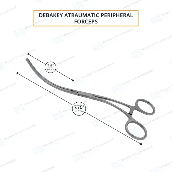 Debakey Peripheral Vascular Clamps 7.75″ Curved 90mm Atraumatic Jaws - surgical instruments manufactured by Waqar International, Sialkot - view 3