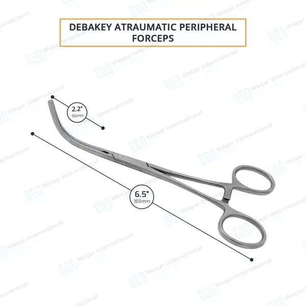 Debakey Peripheral Vascular Clamps 6.5″ Curved 56mm Atraumatic Jaws - surgical instruments manufactured by Waqar International, Sialkot - view 3