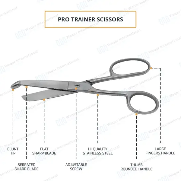 Pro Trainer Bandage Scissors 8″ One Large Ring - surgical instruments manufactured by Waqar International, Sialkot - view 4