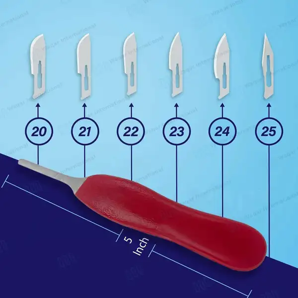 Scalpel Handle #6 with Red Plastic Grip - surgical instruments manufactured by Waqar International, Sialkot - view 2