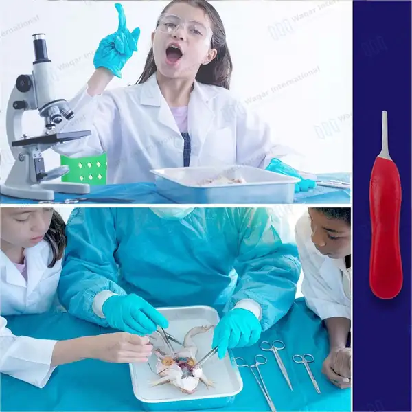 Scalpel Handle #6 with Red Plastic Grip - surgical instruments manufactured by Waqar International, Sialkot - view 3