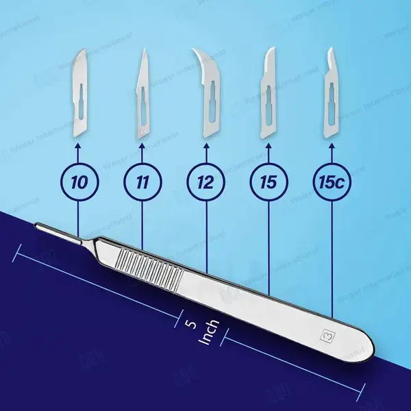7 Pcs Scalpel Handles Set #3, #4, #3L, #4L, #5, #6 and #7 – Reusable - surgical instruments manufactured by Waqar International, Sialkot - view 2