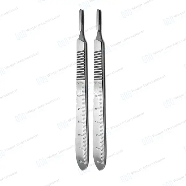 2 Pcs Bard Parker Scalpel Handle #3 with Ruler - surgical instruments manufactured by Waqar International, Sialkot - view 2