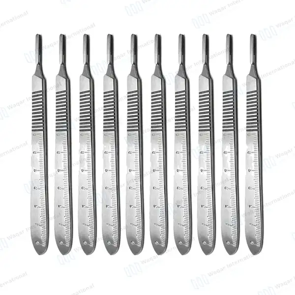 10 Pcs Bard Parker Scalpel Handle #3 with Ruler - surgical instruments manufactured by Waqar International, Sialkot - view 2