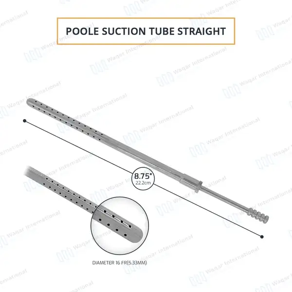 Poole Suction Tube 8.75″ Straight 16 French - surgical instruments manufactured by Waqar International, Sialkot - view 3