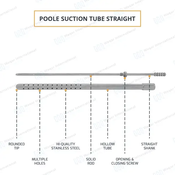 Poole Suction Tube 8.75″ Straight 16 French - surgical instruments manufactured by Waqar International, Sialkot - view 4