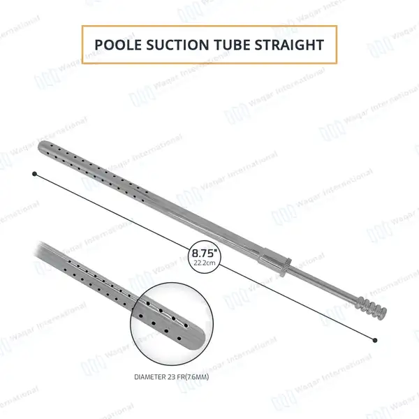 Poole Suction Tube 8.75″ Straight 23 French - surgical instruments manufactured by Waqar International, Sialkot - view 3