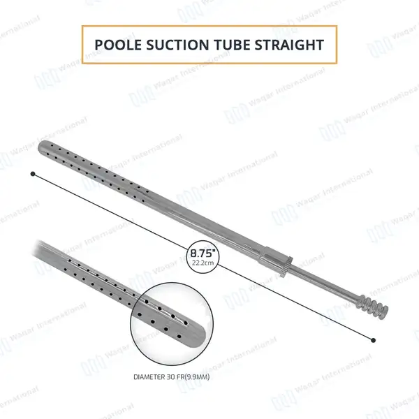Poole Suction Tube 8.75″ Straight 30 French - surgical instruments manufactured by Waqar International, Sialkot - view 3