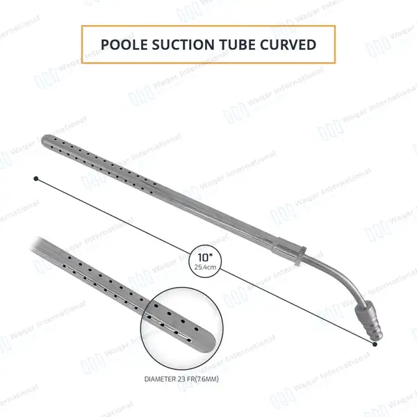 Poole Suction Tube 10″ Curved 23 French - surgical instruments manufactured by Waqar International, Sialkot - view 3