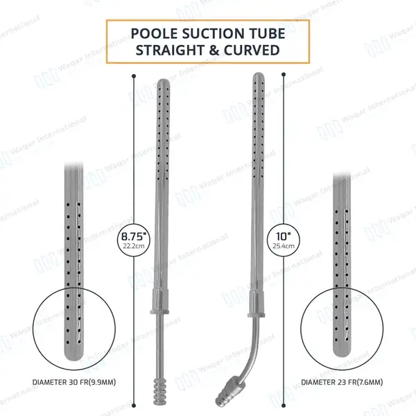 2 Poole Suction Tube 23FR & 30FR Curved and Straight Set - surgical instruments manufactured by Waqar International, Sialkot - view 3