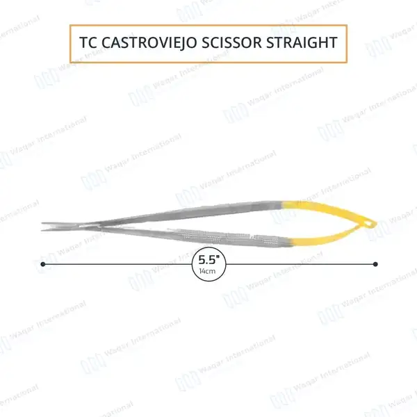 T/C Castroviejo Scissors 5.5″ Straight Round Pattern Handle - surgical instruments manufactured by Waqar International, Sialkot - view 3