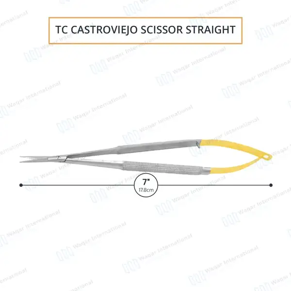 T/C Castroviejo Scissors 7″ Straight Round Pattern Handle - surgical instruments manufactured by Waqar International, Sialkot - view 3