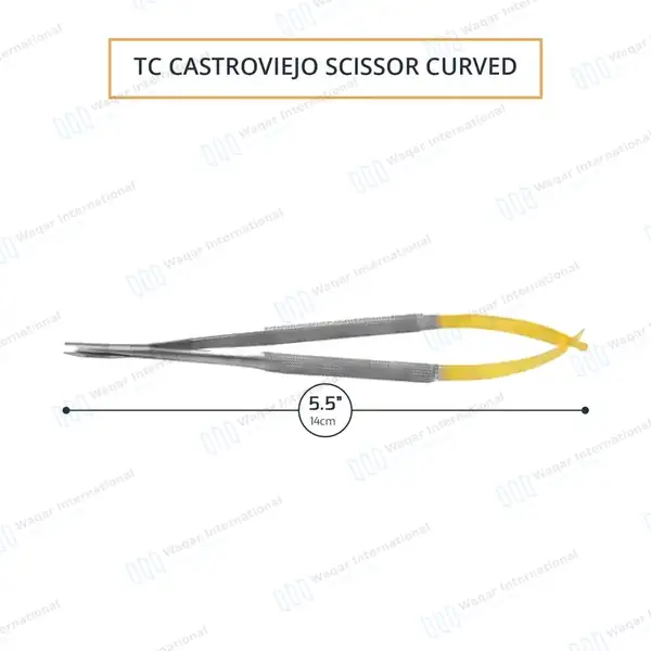 T/C Castroviejo Scissors 5.5″ Curved Round Pattern Handle - surgical instruments manufactured by Waqar International, Sialkot - view 3