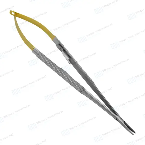 T/C Castroviejo Needle Holder 5.5″ Straight Serrated Tip with Lock - surgical instruments manufactured by Waqar International, Sialkot - view 6