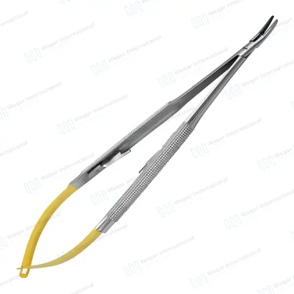 T/C Castroviejo Needle Holder 7″ Curved Serrated Tip with Lock - surgical instruments manufactured by Waqar International, Sialkot - view 4