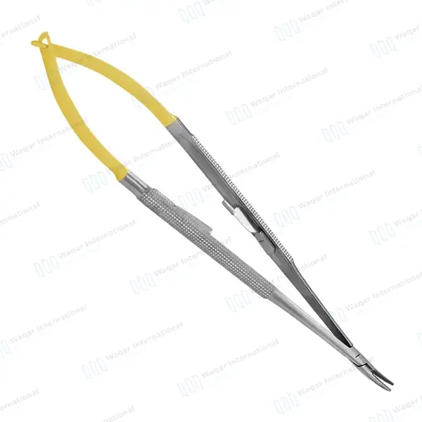 T/C Castroviejo Needle Holder 7″ Curved Serrated Tip with Lock - surgical instruments manufactured by Waqar International, Sialkot - view 5