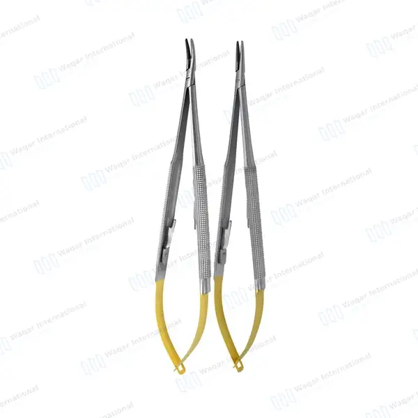 2 Pcs T/C Castroviejo Needle Holder 5.5″ Straight & Curved Serrated - surgical instruments manufactured by Waqar International, Sialkot - view 7