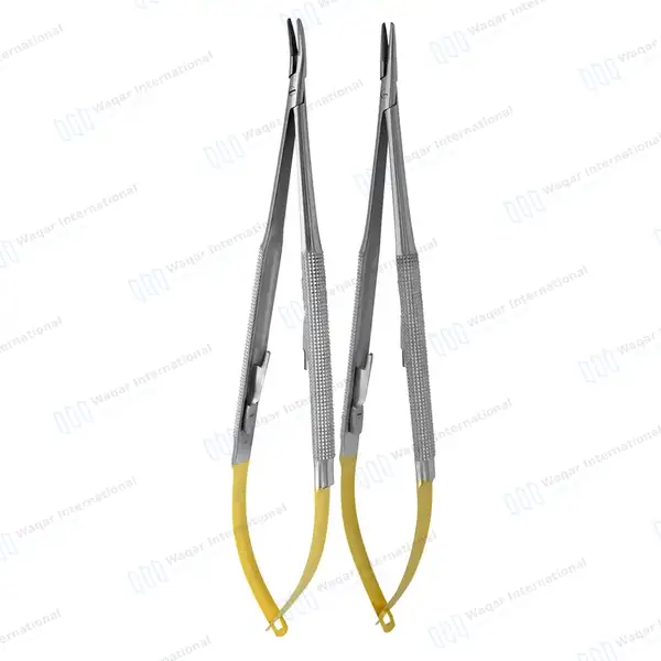 2 Pcs T/C Castroviejo Needle Holder 7″ Straight & Curved Serrated - surgical instruments manufactured by Waqar International, Sialkot - view 7