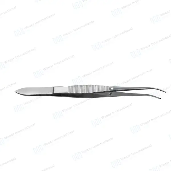 Iris Tissue Forceps 4″ 1×2 Teeth Half Curved - surgical instruments manufactured by Waqar International, Sialkot - view 6