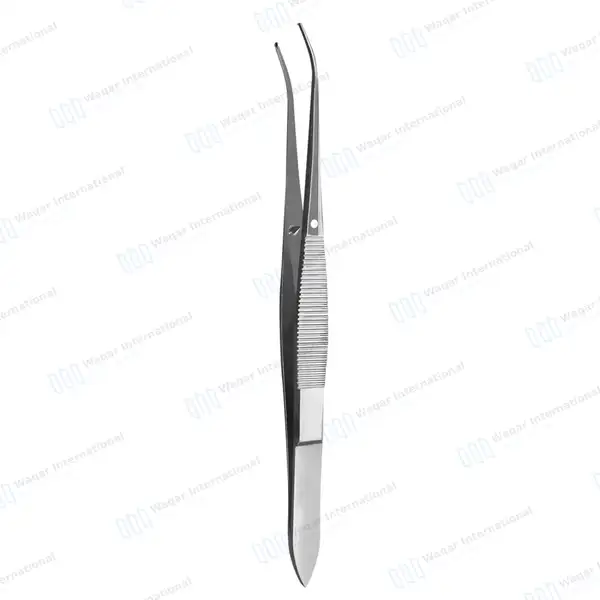 Iris Tissue Forceps 4″ 1×2 Teeth Half Curved - surgical instruments manufactured by Waqar International, Sialkot - view 7