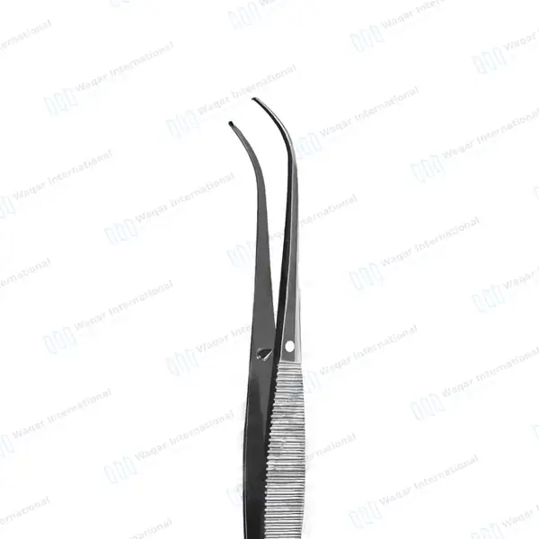Eye Dressing Forceps 4″ Serrated Fully Curved - surgical instruments manufactured by Waqar International, Sialkot - view 3