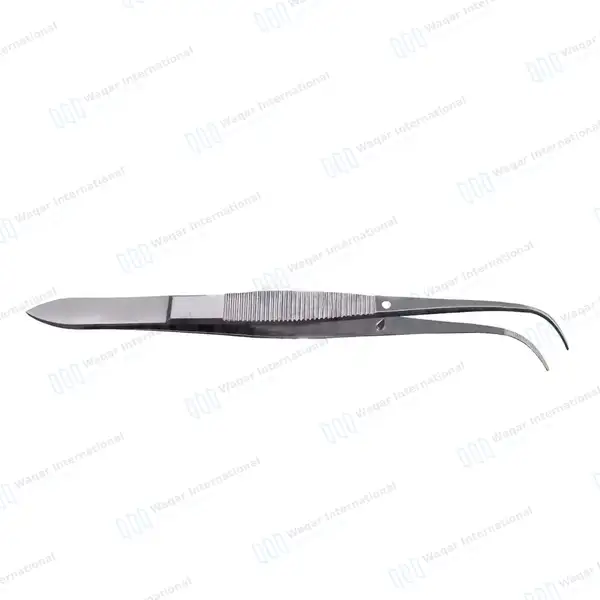 Eye Dressing Forceps 4″ Serrated Fully Curved - surgical instruments manufactured by Waqar International, Sialkot - view 6