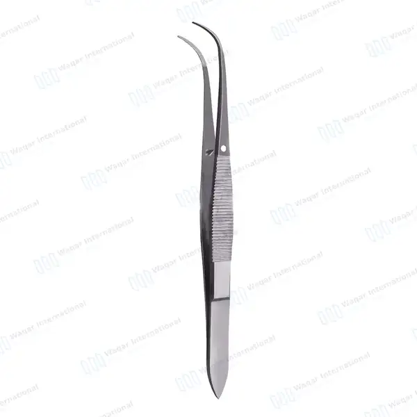 Eye Dressing Forceps 4″ Serrated Fully Curved - surgical instruments manufactured by Waqar International, Sialkot - view 7