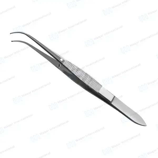 3 Pcs Iris Tissue Forceps 4″ 1×2 Teeth Straight, Half & Fully Curved - surgical instruments manufactured by Waqar International, Sialkot - view 5