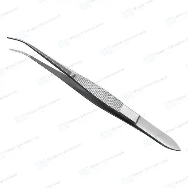 Eye Dressing Forceps 4″ Serrated Half Curved - surgical instruments manufactured by Waqar International, Sialkot - view 2