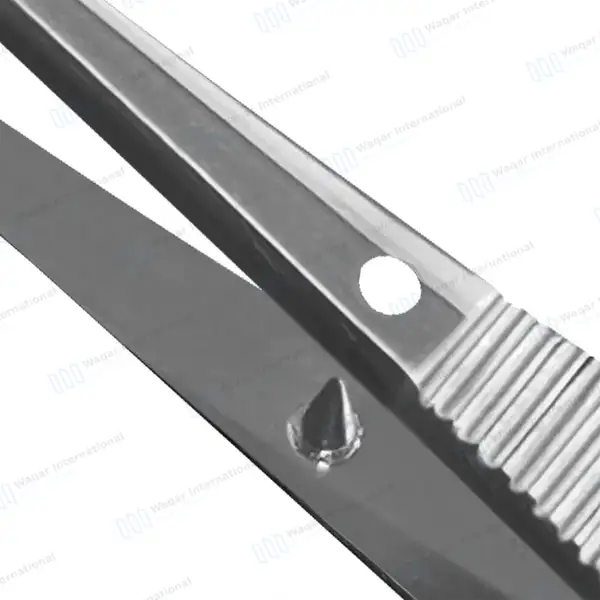 Eye Dressing Forceps 4″ Serrated Half Curved - surgical instruments manufactured by Waqar International, Sialkot - view 4